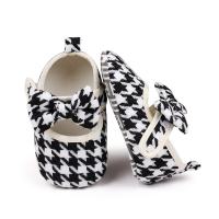 Chaussures d'intérieur pour bébé en bas âge, vente directe d'usine, chaussures de princesse à carreaux avec nœud  Noir