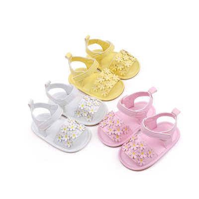 Sandales plates antidérapantes à décoration florale pour bébé fille, adaptées à la vie quotidienne