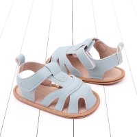 Baby Solid Color Hollow Out Non-slip Sandals  Light Blue
