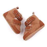 Baby Decor High-top Soles Velcro Cotton-padded Shoes  Brown