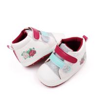 Chaussures à paillettes pour bébé fille, antidérapantes, à double Velcro, nouvelle collection printemps et automne  rouge