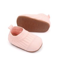 حذاء جورب للأطفال بلون سادة غير قابل للانزلاق  وردي 