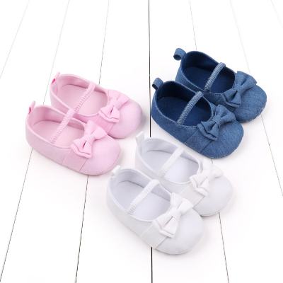 Baby shoes spring and summer 0-1 year old girl baby shoes soft bottom non-slip bow elastic toddler shoes