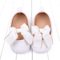Zapatos para bebés pequeños, zapatos de princesa con lazo, zapatos de bebé con suela suave de Navidad, zapatos de bebé  Blanco