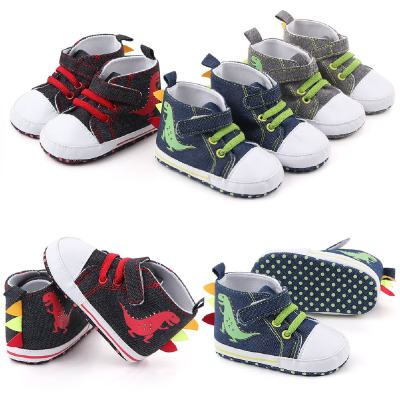 Chaussures pour bébé de 0 à 12 mois, antidérapantes, semelle souple, dessin animé dinosaure, Velcro, chaussures d'apprentissage, printemps et automne, 2399