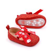 Chaussures de bébé en bas âge, chaussures de princesse à nœud, chaussures de noël à semelle souple, chaussures de bébé  rouge