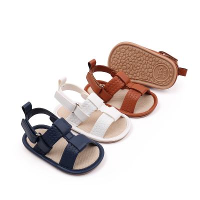Sandalias de bebé de nuevo estilo, sandalias tejidas de color sólido a rayas, zapatos para niños pequeños