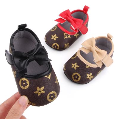 Novo estilo pequena princesa sapatos de bebê respirável sola macia sapatos da criança do bebê arco sapatos de princesa 2537