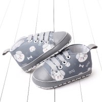 Baby Allover Cartoon Pattern Lace-up Shoes  Gray