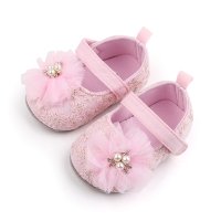 Baby Solid Color Flowers Baby Shoes  Pink