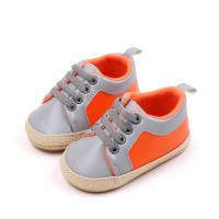 Printemps et automne bébé garçon chaussures 0-12 mois bébé chaussures enfant en bas âge chaussures couleur assortie en cuir PU bébé chaussures semelle souple  Orange