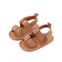 Adjustable elastic flat anti-slip sandals for everyday life  Brown