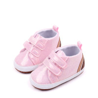 Glitter material adjustable Velcro canvas shoes suitable for everyday flat shoes  Pink
