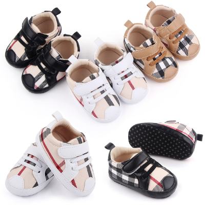 Primavera e outono novos sapatos de bebê moda xadrez sapatos de bebê sola macia sapatos da criança 2655