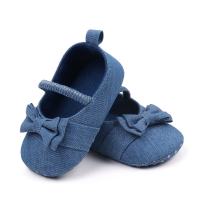 Baby shoes spring and summer 0-1 year old girl baby shoes soft bottom non-slip bow elastic toddler shoes  Blue