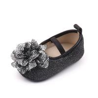 Zapatos de princesa para niña de 0 a 12 meses, zapatos de suela blanda para niño pequeño, zapatos de princesa con flores brillantes, zapatos de vestir  Negro