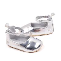 Zapatos de princesa para bebé de 0 a 1 año, zapatos de cuero brillante de PU, zapatos individuales para bebé, zapatos de suela blanda para niño pequeño  gris