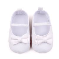 Zapatos de bebé primavera y verano, zapatos de niña de 0 a 1 año, zapatos de bebé elásticos con lazo antideslizantes de fondo suave  Blanco