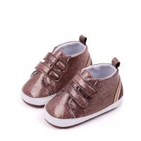 Glitter material adjustable Velcro canvas shoes suitable for everyday flat shoes  Brown