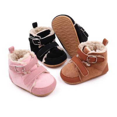 Chaussures rembourrées en coton Velcro à semelles montantes pour bébé