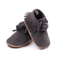 Baby Girl Decor High-top Bowknot Cotton-padded Shoes  Deep Gray