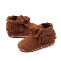 Baby Girl Decor High-top Bowknot Cotton-padded Shoes  Brown