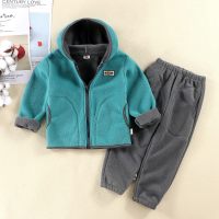 2-piece Toddler Boy Polar Fleece Solid Color Hooded Zip-up Jacket & Matching Pants  Green