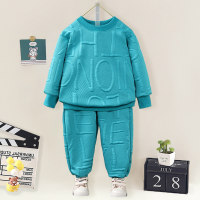 2-piece Toddler Boy Solid Color Textured Letter Printed Long Sleeve Top & Pencil Pants  Green