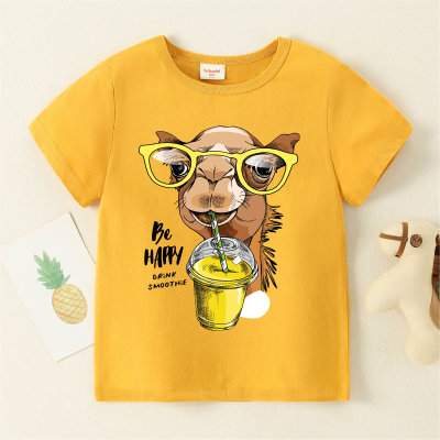 Toddler Girls Cotton Animal Solid Camel T-shirt