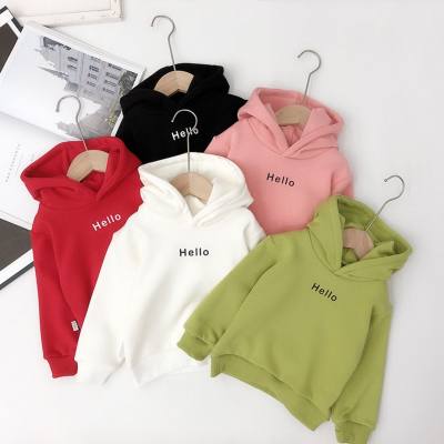 Toddler Girl 100% Cotton Solid Color Letter Printed Fleece-lined Hoodie