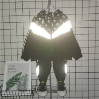Toddler Fluorescent Color-block Hooded Jacket  Black