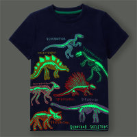 Toddler Fluorescent Dinosaur Printed T-shirt  Navy Blue