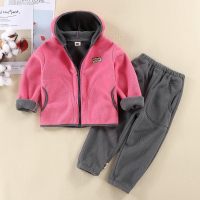 2-piece Toddler Boy Polar Fleece Solid Color Hooded Zip-up Jacket & Matching Pants  Pink
