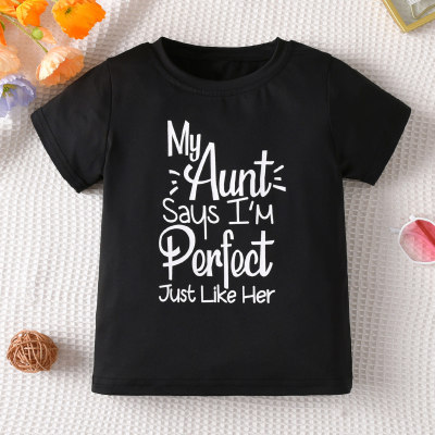 T-shirt con stampa di lettere casual da bambina