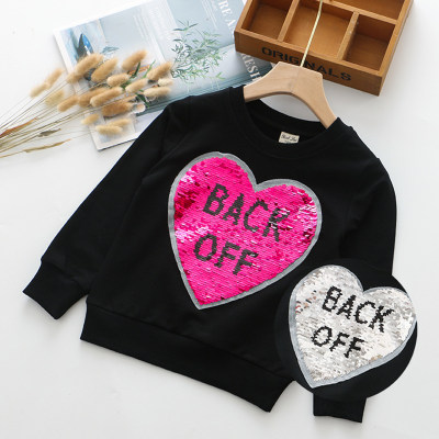 Toddler Sequins Changeable Patterns Heart-shaped Printed Sweater