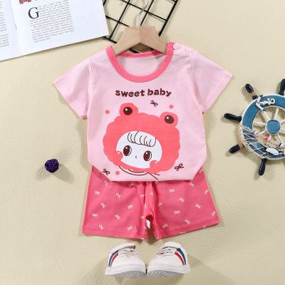 Toddler Girls Cotton Cartoon Top & Shorts Pajamas Sets
