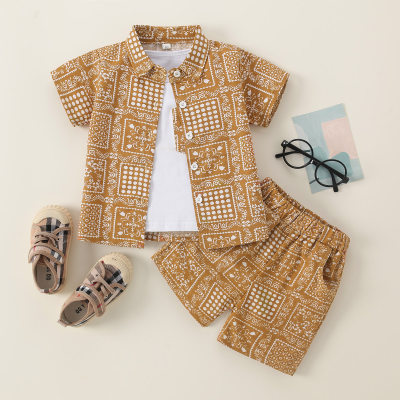 Toddler Boy Boho Casual Comfortable Shirt & Shorts & Tank Top