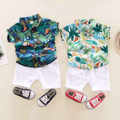 Toddler Boy Cotton Floral Casual Polo Shirt & Shorts Suit