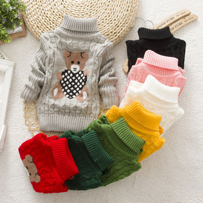 Bear Pattern Turtleneck Sweater for Toddler Girl