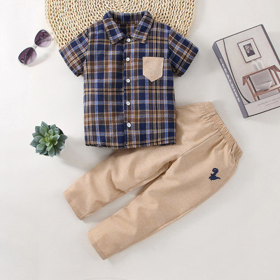 Toddler Plaid Color Block Shirt & Pants