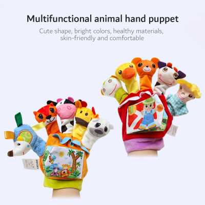 Fantoche de mão de animal interativo multifuncional de puro algodão