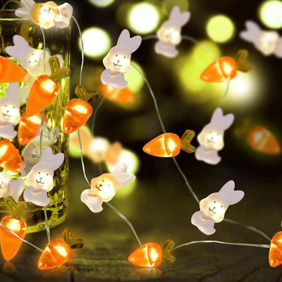 Luz decorativa LED coelhinho da Páscoa e cenoura