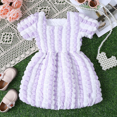 1 baby summer short-sleeved dress purple