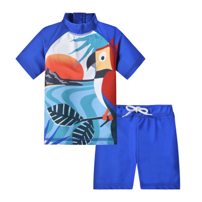2 Pieces Boys Swimwear Set Swimsuit Summer Blue Woodpecker