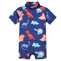 Bañador de 1 pieza para niño, estampado de animales de dinosaurio de verano.  Multicolor