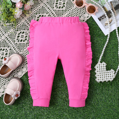 1 set of baby girl trousers rose red