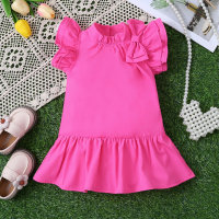 1 baby summer rose red bow dress  Hot Pink