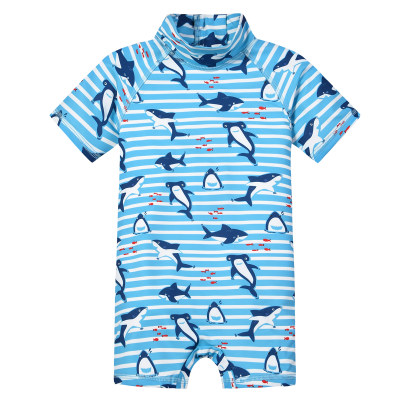 1-teiliger Jungen-Badeanzug mit Meerestier-Hai-Muster