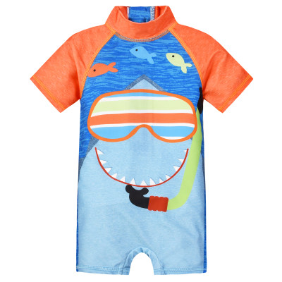 1-piece boy's swimsuit with ocean animals and whale pattern