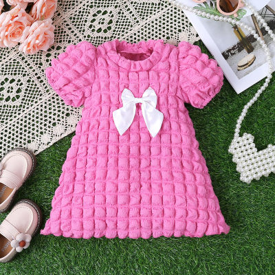 1 baby summer bow cute dress rose red